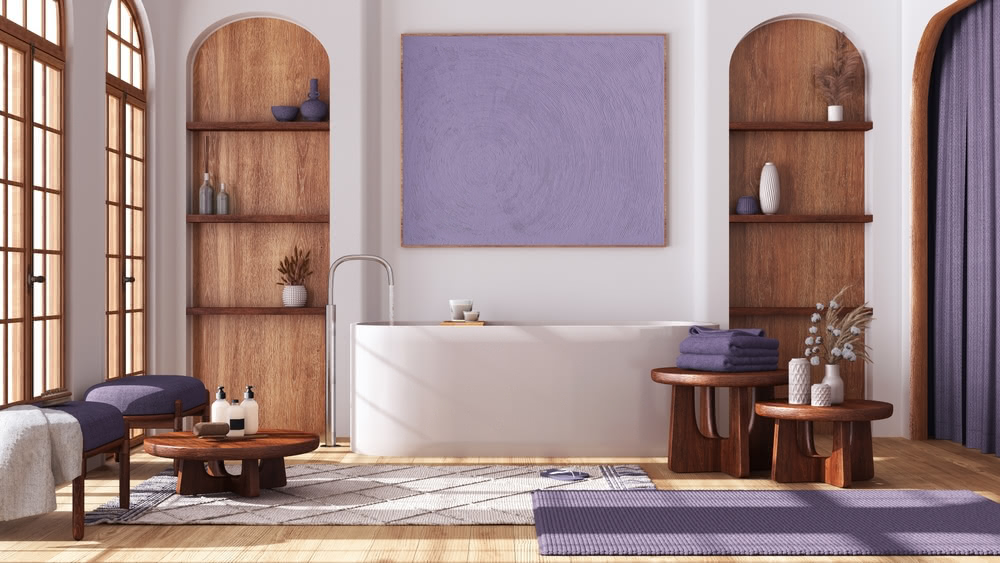 Stile vintage in bagno: quali colori usare? 5 Immagine di bagno bianco lilla