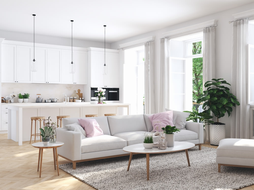 Total white: una tendenza che non passa mai di moda 3 Immagine di cucina e salone total white