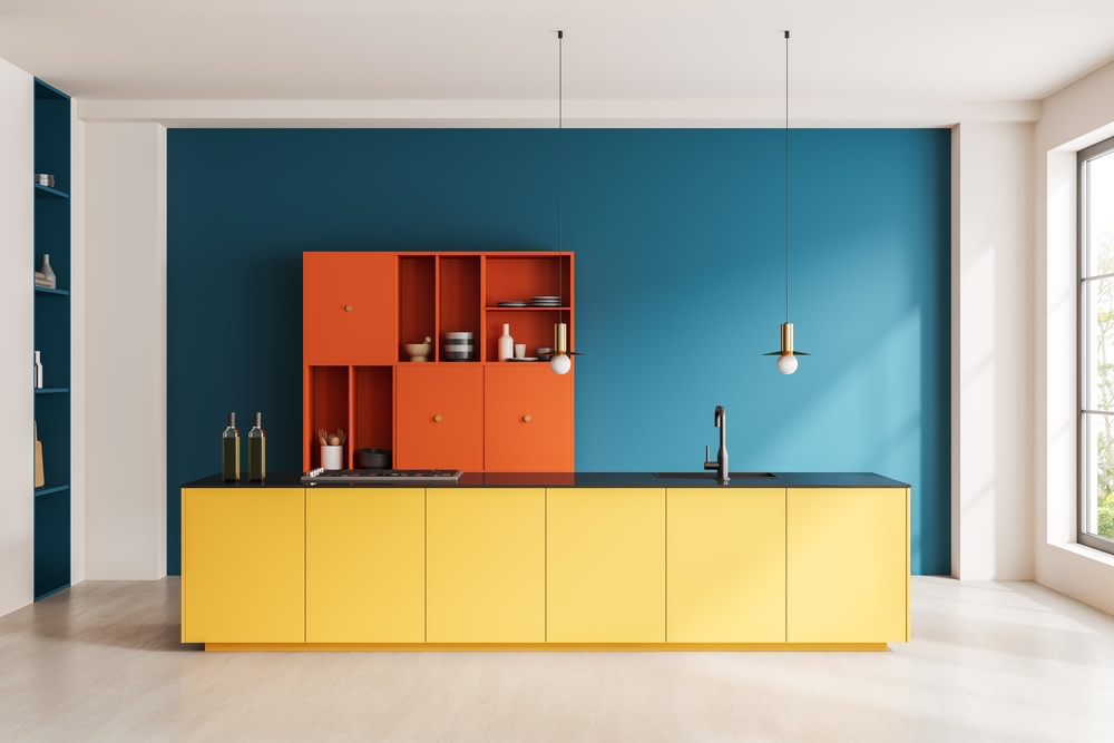 Giallo e petrolio: abbinamento di grande stile 9 Immagine di cucina gialla petrolio