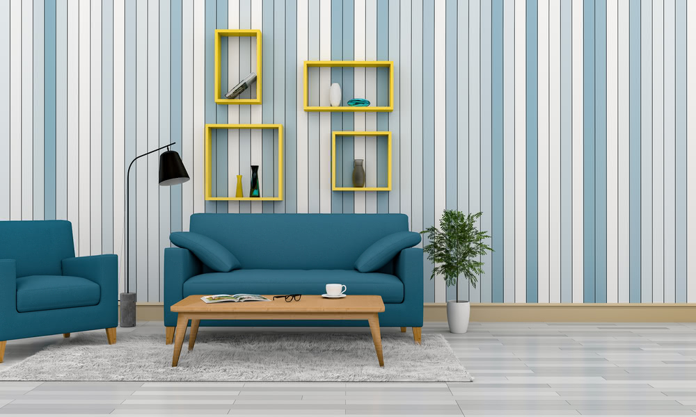 Decorare le pareti con la carta da parati 3D 3 Immagine di parete con tonalita azzurre