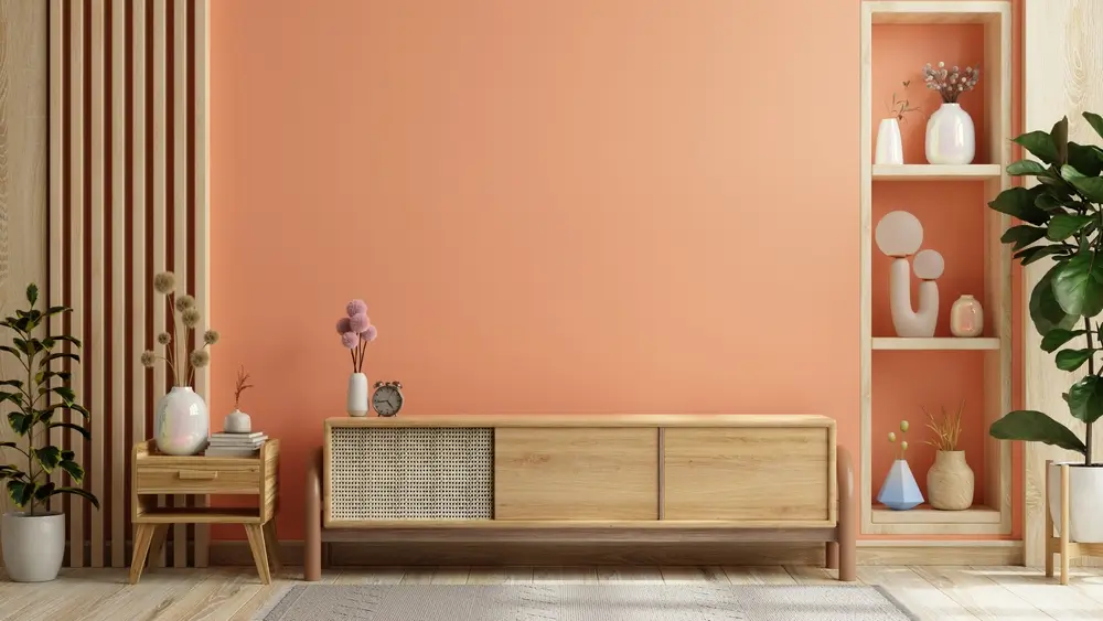 Pantone 2024: come utilizzare Peach Fuzz 8 Immagine di parete pesca mobile