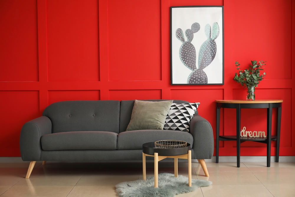 Come abbinare il rosso in casa? 9 Immagine di soggiorno rosso