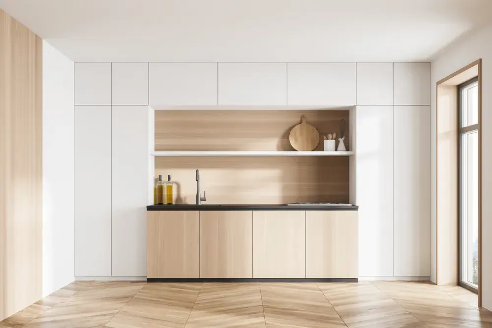 Quali mobili scegliere se c'è il parquet in casa? 8 Immagine di cucina con parquet