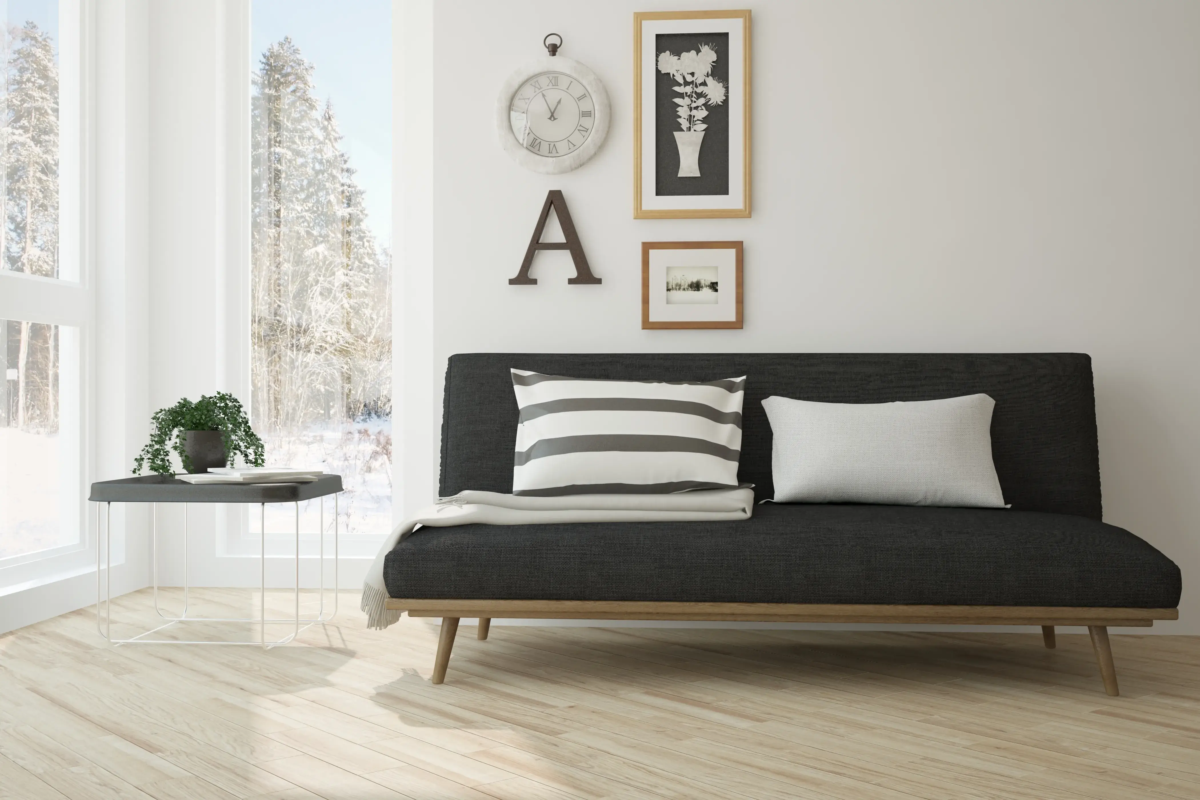Come arredare il salone con i quadri 3 Immagine di divano letto